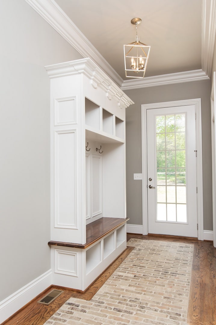 custom cabinet with bench